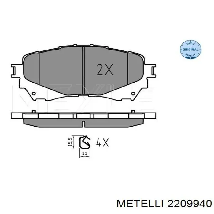 Купити 2209940 Metelli Колодки гальмівні передні, дискові