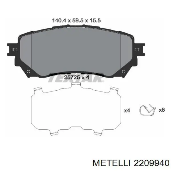 2209940 Metelli Передні гальмівні колодки