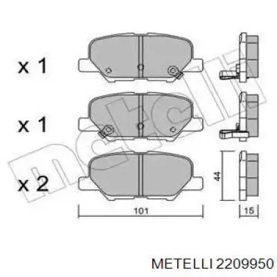 Колодки гальмові задні, дискові 2209950 Metelli