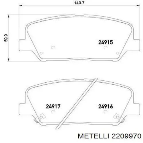 Передні тормозні колодки 2209970 Metelli