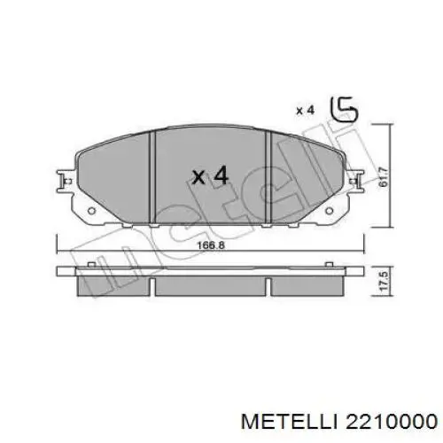 Гальмівні колодки Metelli 2210000 ціна, від 30.01 USD
