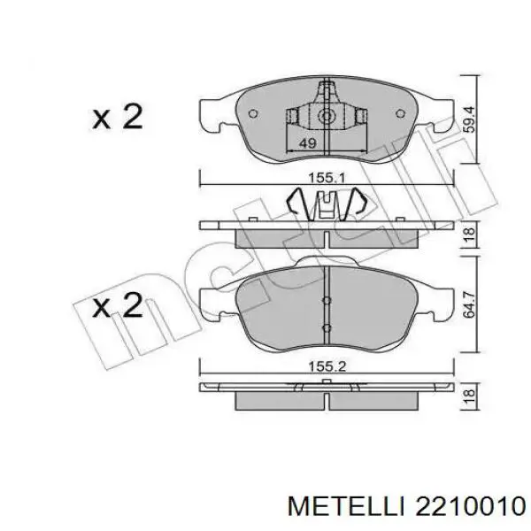 Тормозні колодки Metelli 2210010