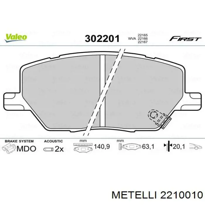 Гальмівні колодки Metelli 2210010 ціна, від 32.36 USD