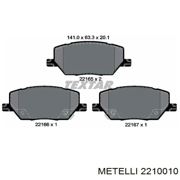 Купити 2210010 Metelli Колодки гальмівні передні, дискові