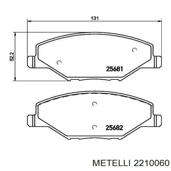 Гальмівні колодки Metelli 2210060 ціна, від 19.04 USD