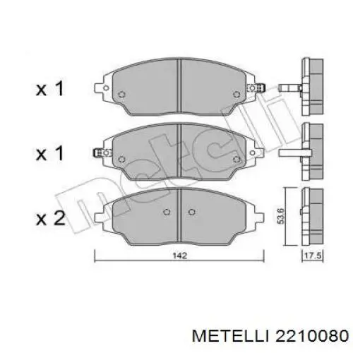 2210080 Metelli Передні гальмівні колодки