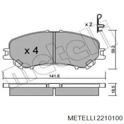 Колодки гальмівні передні, дискові 2210100 Metelli