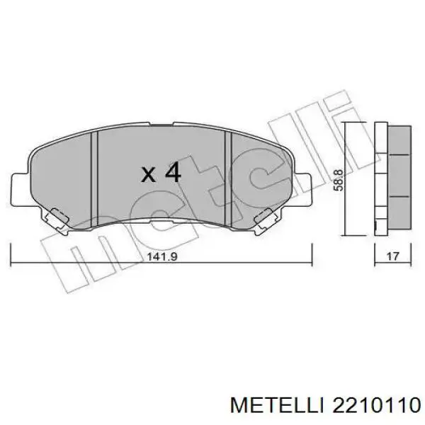 Задні гальмівні колодки 2210110 Metelli