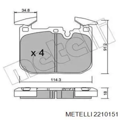 Колодки гальмівні передні, дискові 2210151 Metelli