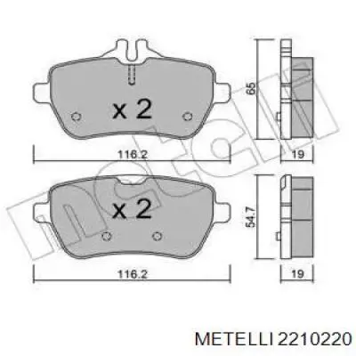 Колодки гальмові задні, дискові 2210220 Metelli