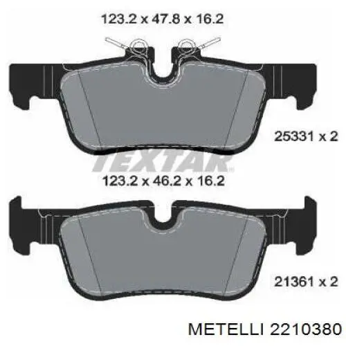 Задні гальмівні колодки Metelli 2210380 ціна, від 23.46 USD