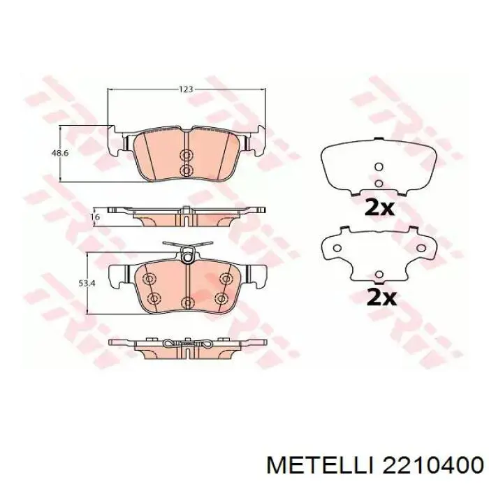 Задні гальмівні колодки 2210400 Metelli