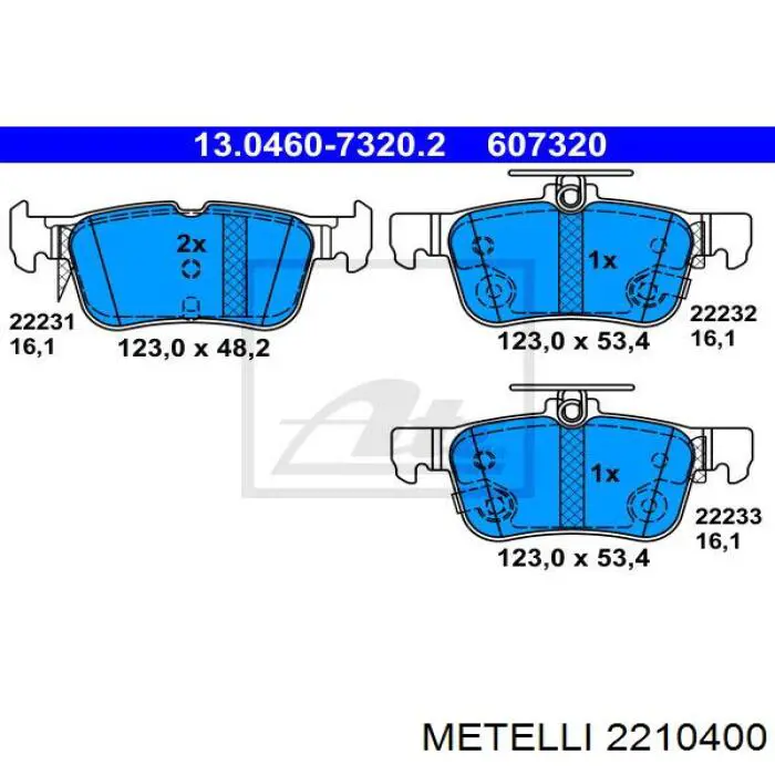 Колодки гальмові задні, дискові 2210400 Metelli