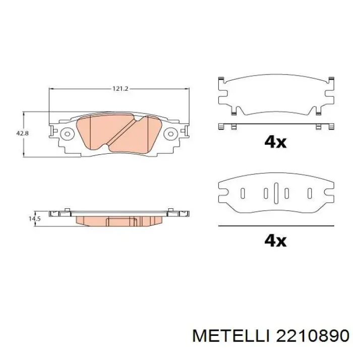 Задні гальмівні колодки Metelli 2210890 ціна, від 22.45 USD