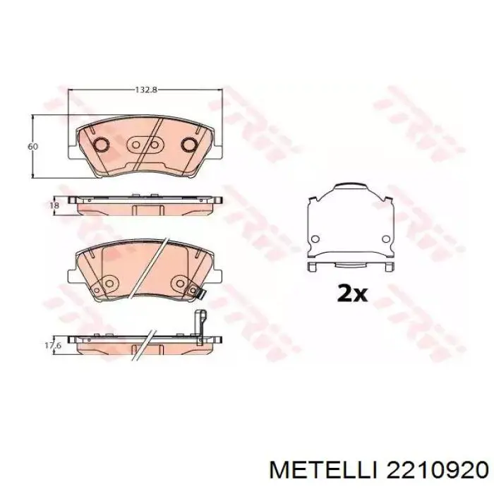 2210920 Metelli Передні гальмівні колодки