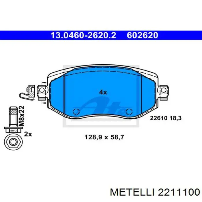 Гальмівні колодки Metelli 2211100 ціна, від 26.94 USD