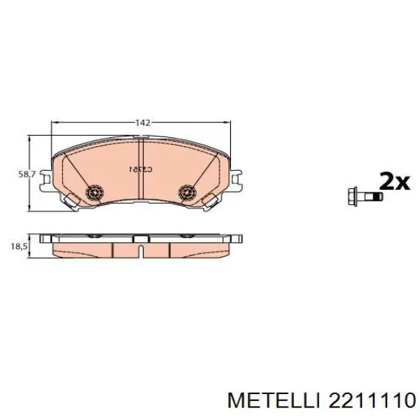 2211110 Metelli Передні гальмівні колодки