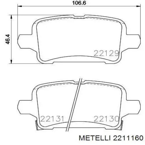 Задні гальмівні колодки Metelli 2211160 ціна, від 23.27 USD