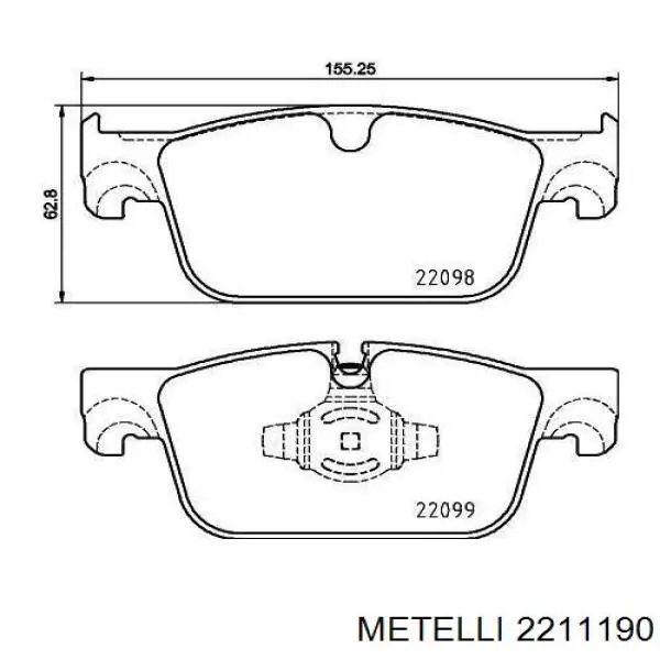 2211190 Metelli Передні гальмівні колодки