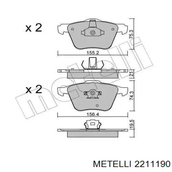 Гальмівні колодки Metelli 2211190 ціна, від 48.84 USD