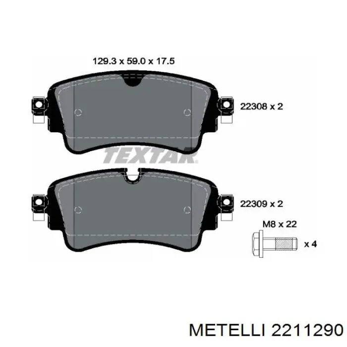 Колодки гальмові задні, дискові 2211290 Metelli