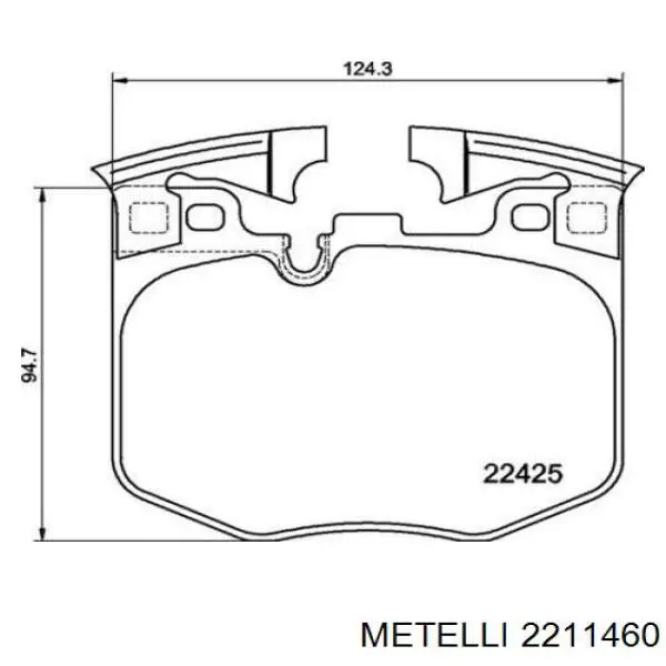 Колодки гальмівні передні, дискові 2211460 Metelli