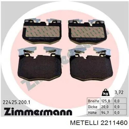 Гальмівні колодки Metelli 2211460 ціна, від 132.05 USD