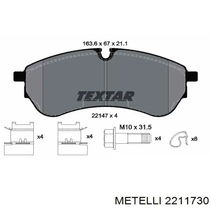 Гальмівні колодки Metelli 2211730 ціна, від 38.79 USD