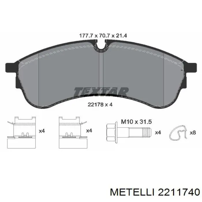 Гальмівні колодки Metelli 2211740 ціна, від 37.17 USD