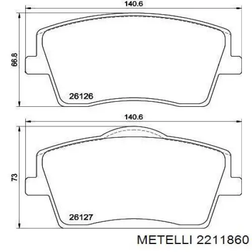 Купити 2211860 Metelli Колодки гальмівні передні, дискові