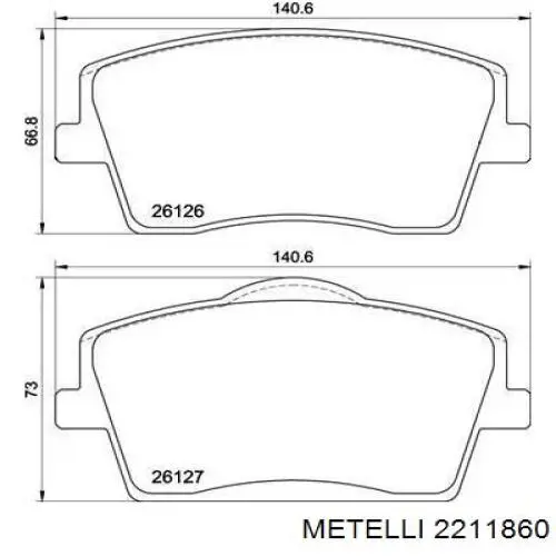 2211860 Metelli Передні гальмівні колодки