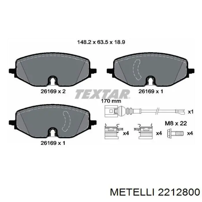 Гальмівні колодки Metelli 2212800 ціна, від 33.80 USD