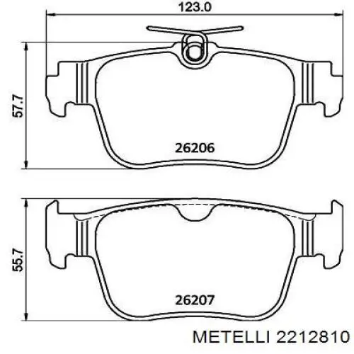 Колодки гальмові задні, дискові 2212810 Metelli