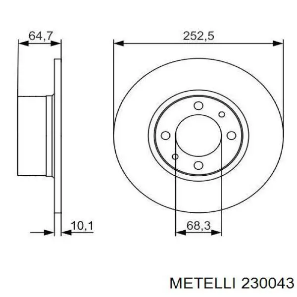 Диск переднього гальма Metelli 230043 ціна, від 17.90 USD