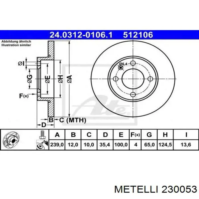 Диск переднього гальма Metelli 230053 ціна, від 17.47 USD