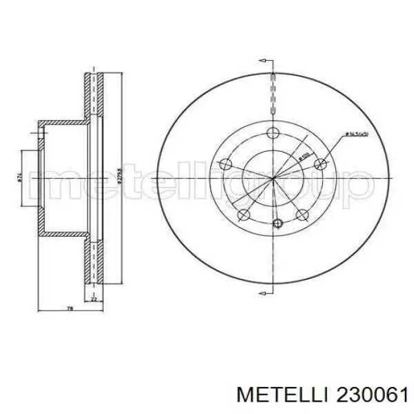 Гальмівні диски передні 230061 Metelli