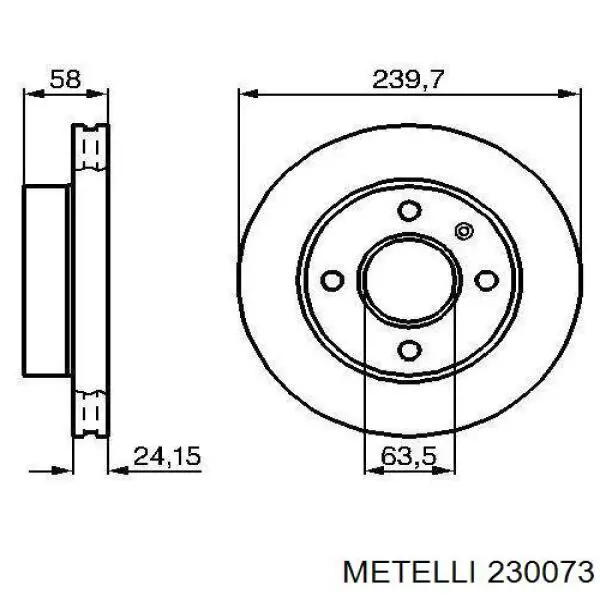 Диск гальмівний передній 230073 Metelli