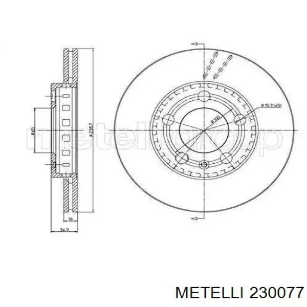 230077 Metelli диск гальмівний задній