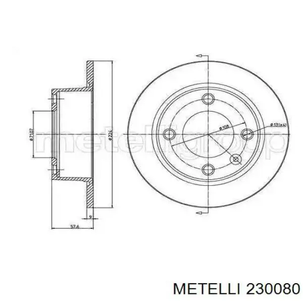 Гальмівні диски передні 230080 Metelli