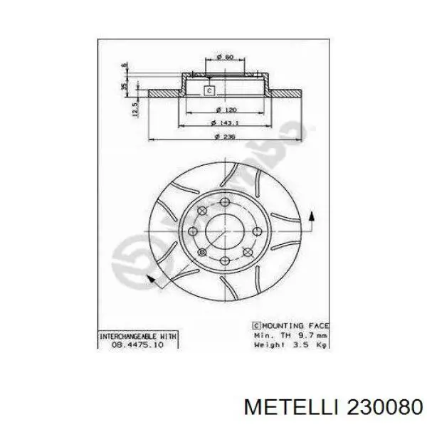 230080 Metelli Гальмо дискове переднє