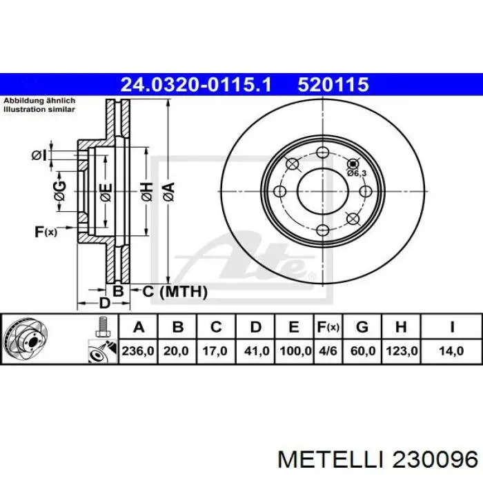 Гальмівні диски передні 230096 Metelli