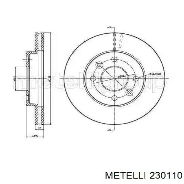 230110 Metelli диск гальмівний передній