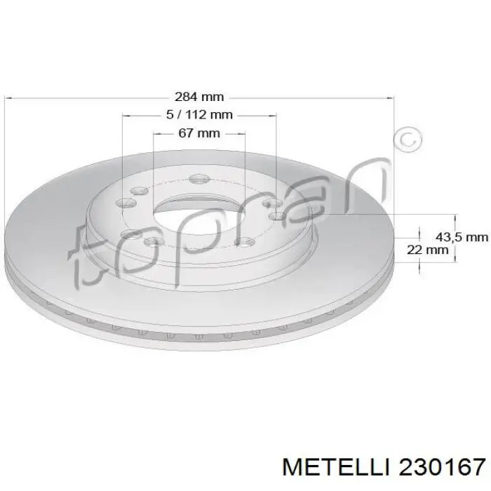 230167 Metelli Гальмо дискове переднє