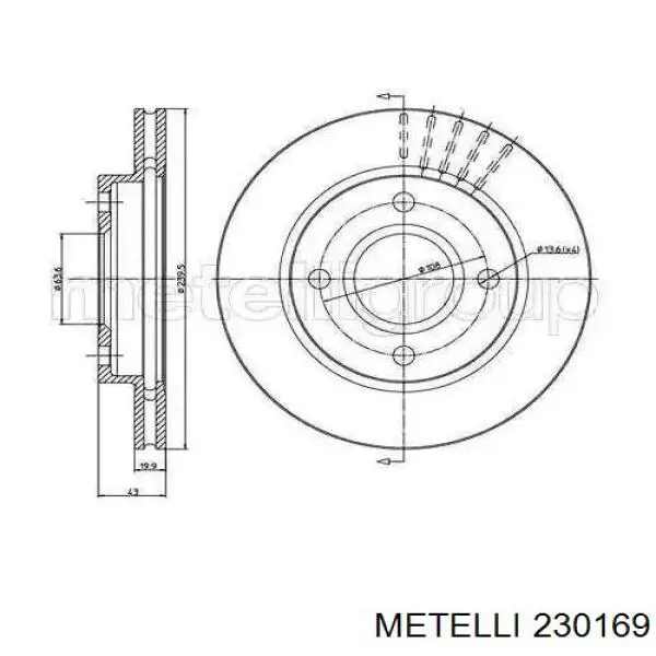 Гальмівні диски передні 230169 Metelli