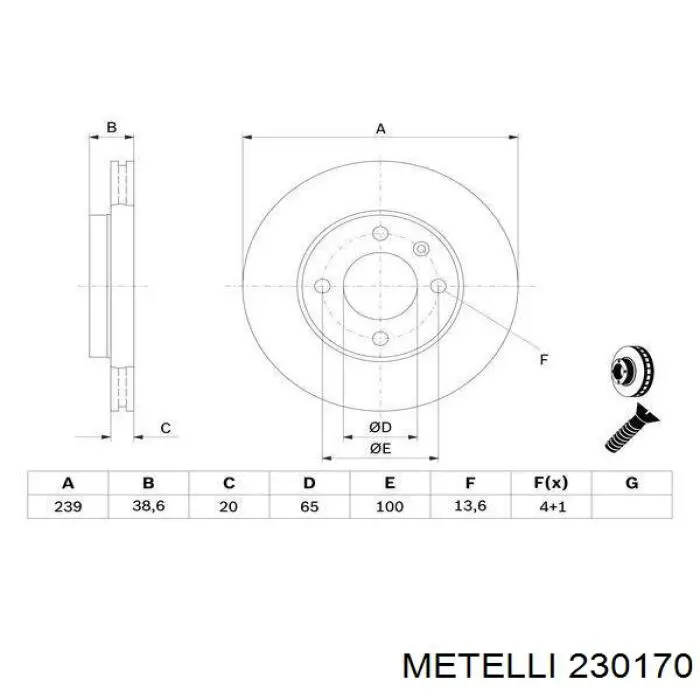 Диск переднього гальма Metelli 230170 ціна, від 22.34 USD