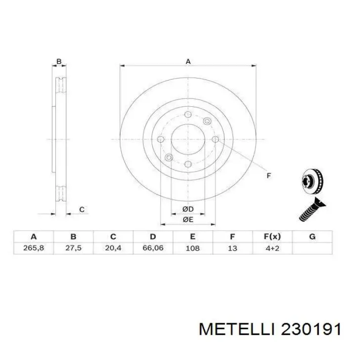 Купити 230191 Metelli Ротор гальмівний