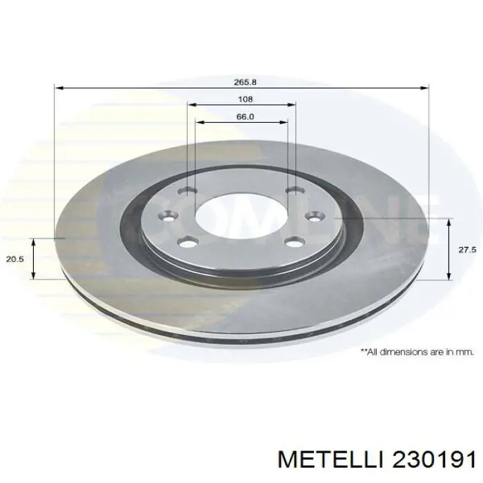 230191 Metelli Гальмо дискове переднє