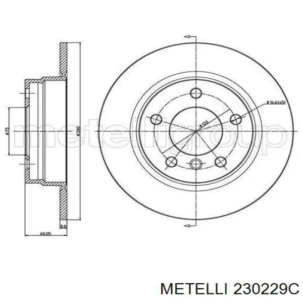 230229C Metelli диск гальмівний задній