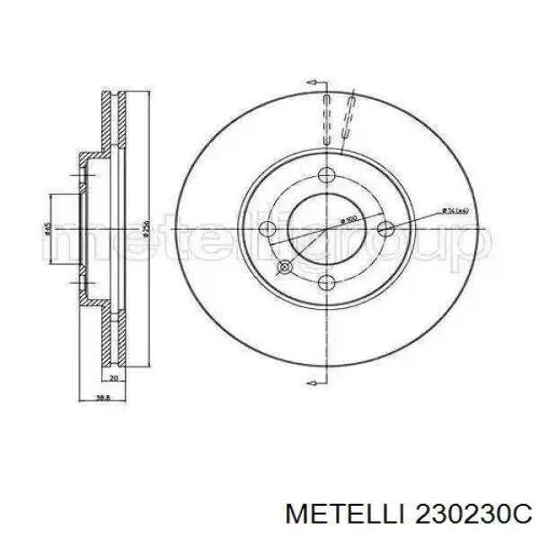 Диск гальмівний передній 230230C Metelli