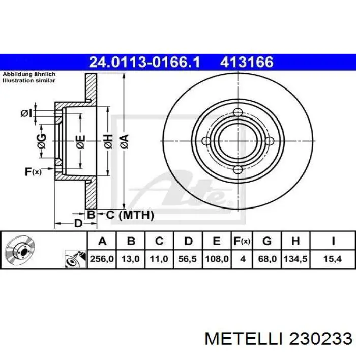 230233 Metelli Гальмо дискове переднє